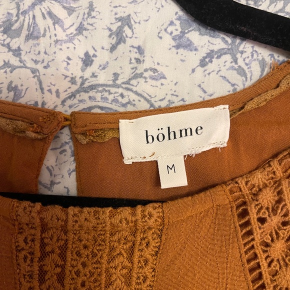 BÖHME Mustard Yellow Lace Trim Peasant Blouse (M) - Picture 2 of 2